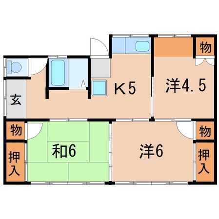 栃窪貸家（前田１９－２６）の物件間取画像